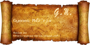Gyenes Mária névjegykártya